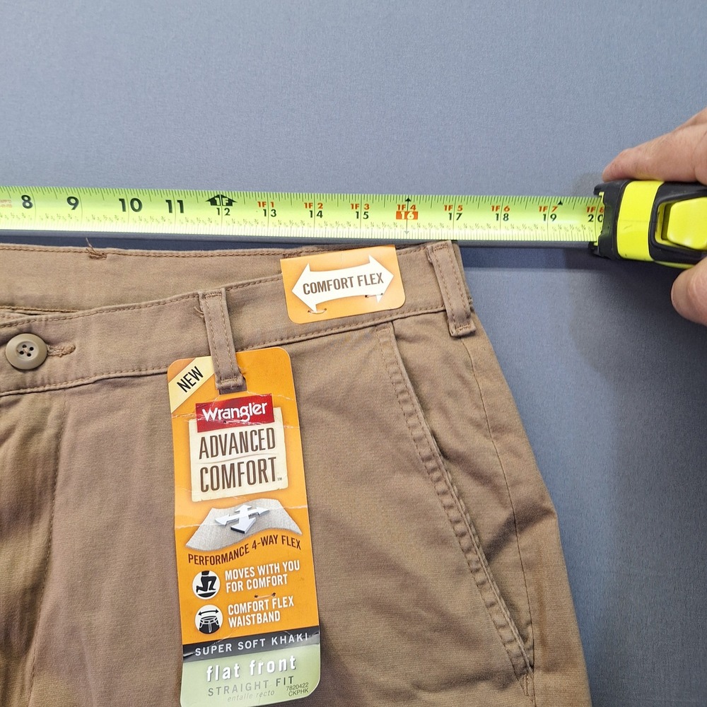 Wrangler Advanced Comfort Mens Khaki Pants 34x34 Straight Fit Flat Front 67ST4BZ - Picture 4 of 8